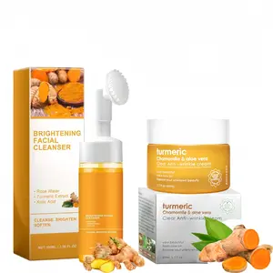 Turmeric cleansing mousse and Turmeric cream,Comfort DeepCleansingHydrating Facial Cleanser And Moisturizing turmeric Cleansing Cream Skincare Hydrate Moisturizer Moisture
